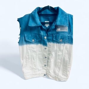 Civil Clothing Denim Vest Size Small Blue White Ombre 100% Cotton Sleeveless
